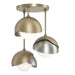 Brooklyn 3-Light Double Shade Semi-Flush in Soft Gold with Sterling Accent - 121374-SKT-84-85-GG0711 by Hubbardton Forge