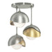 Brooklyn 3-Light Double Shade Semi-Flush in Sterling with Modern Brass Accent - 121374-SKT-85-86-GG0711 by Hubbardton Forge