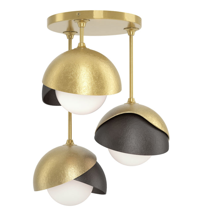 Brooklyn 3-Light Double Shade Semi-Flush in Modern Brass with Oil Rubbed Bronze Accent - 121374-SKT-86-14-GG0711 by Hubbardton Forge