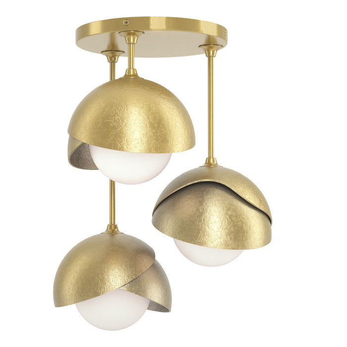 Brooklyn 3-Light Double Shade Semi-Flush in Modern Brass with Modern Brass Accent - 121374-SKT-86-86-GG0711 by Hubbardton Forge