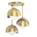 Brooklyn 3-Light Double Shade Semi-Flush in Modern Brass with Modern Brass Accent - 121374-SKT-86-86-GG0711 by Hubbardton Forge