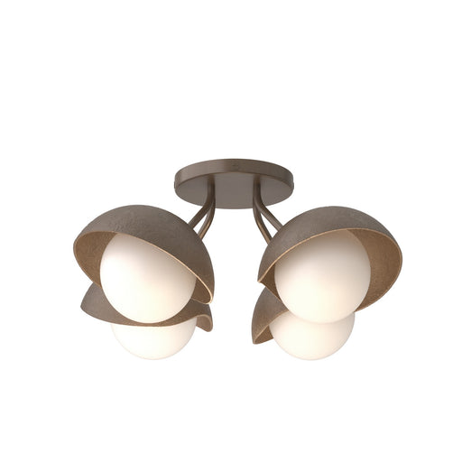 Brooklyn 4-Light Single Shade Semi-Flush in Bronze with Bronze Accent - 121375-SKT-05-05-GG0711 by Hubbardton Forge