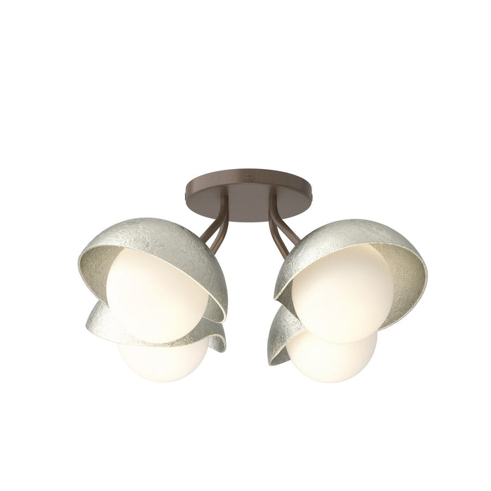 Brooklyn 4-Light Single Shade Semi-Flush in Bronze with Sterling Accent - 121375-SKT-05-85-GG0711 by Hubbardton Forge