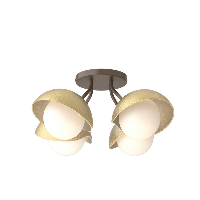 Brooklyn 4-Light Single Shade Semi-Flush in Bronze with Modern Brass Accent - 121375-SKT-05-86-GG0711 by Hubbardton Forge