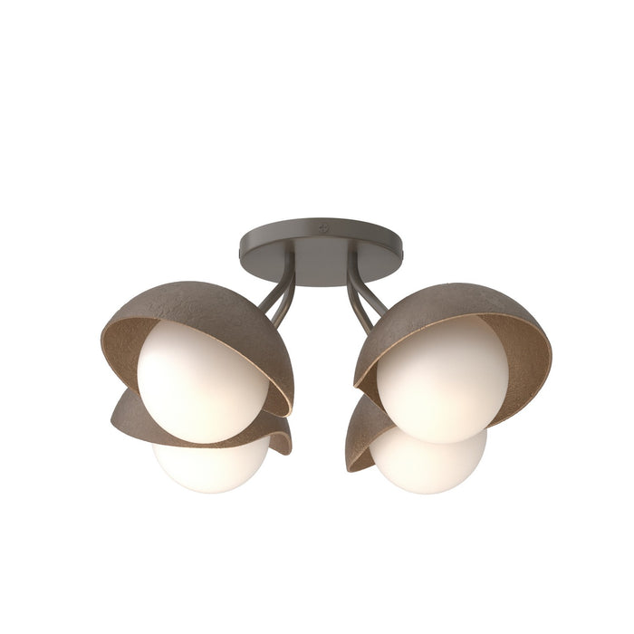 Brooklyn 4-Light Single Shade Semi-Flush in Dark Smoke with Bronze Accent - 121375-SKT-07-05-GG0711 by Hubbardton Forge