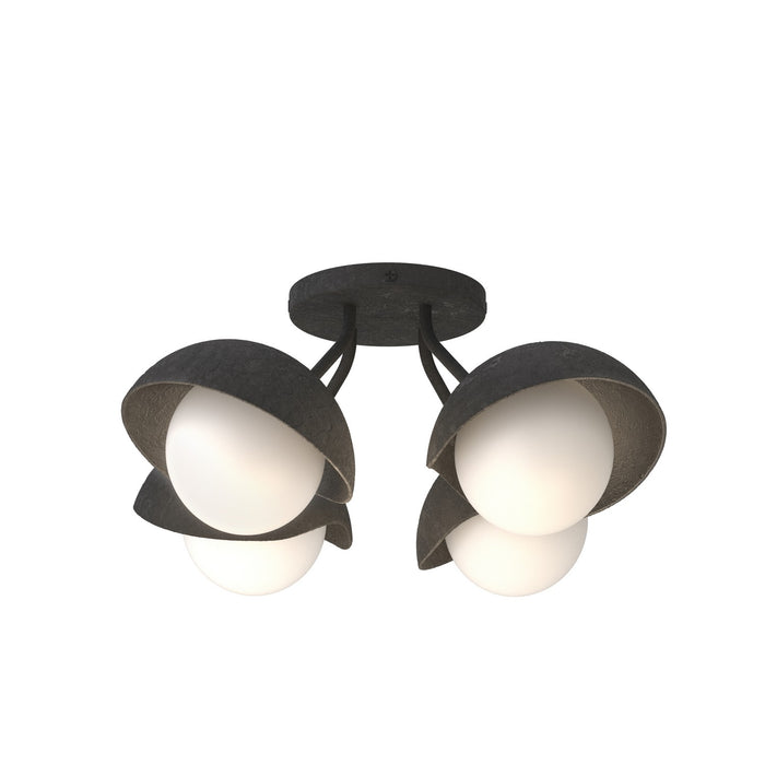 Brooklyn 4-Light Single Shade Semi-Flush in Black with Black Accent - 121375-SKT-10-10-GG0711 by Hubbardton Forge