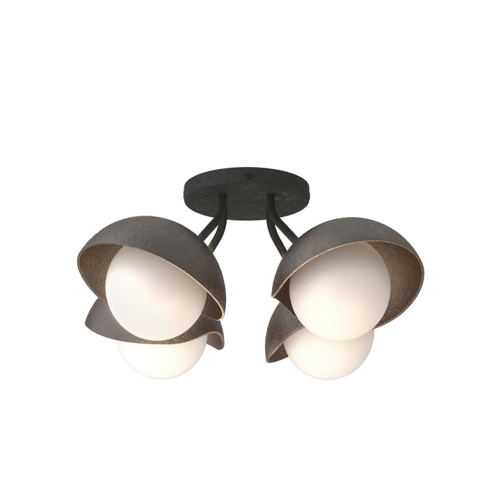 Brooklyn 4-Light Single Shade Semi-Flush in Black with Oil Rubbed Bronze Accent - 121375-SKT-10-14-GG0711 by Hubbardton Forge