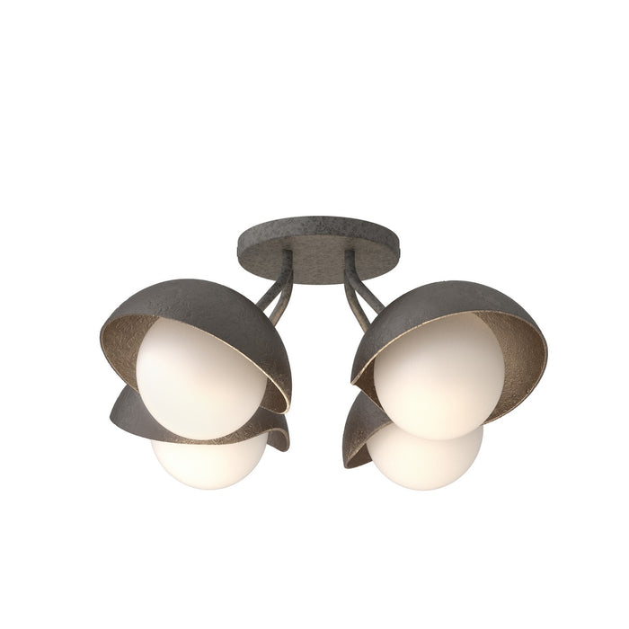 Brooklyn 4-Light Single Shade Semi-Flush in Natural Iron with Oil Rubbed Bronze Accent - 121375-SKT-20-14-GG0711 by Hubbardton Forge