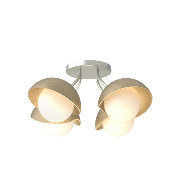 Brooklyn 4-Light Single Shade Semi-Flush in Vintage Platinum with Soft Gold Accent - 121375-SKT-82-84-GG0711 by Hubbardton Forge