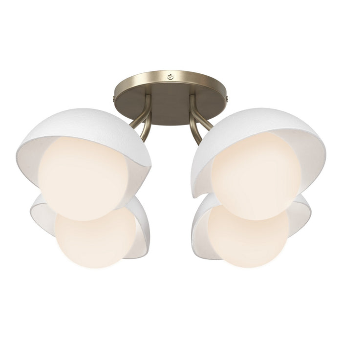 Brooklyn 4-Light Single Shade Semi-Flush in Soft Gold with White Accent - 121375-SKT-84-02-GG0711 by Hubbardton Forge