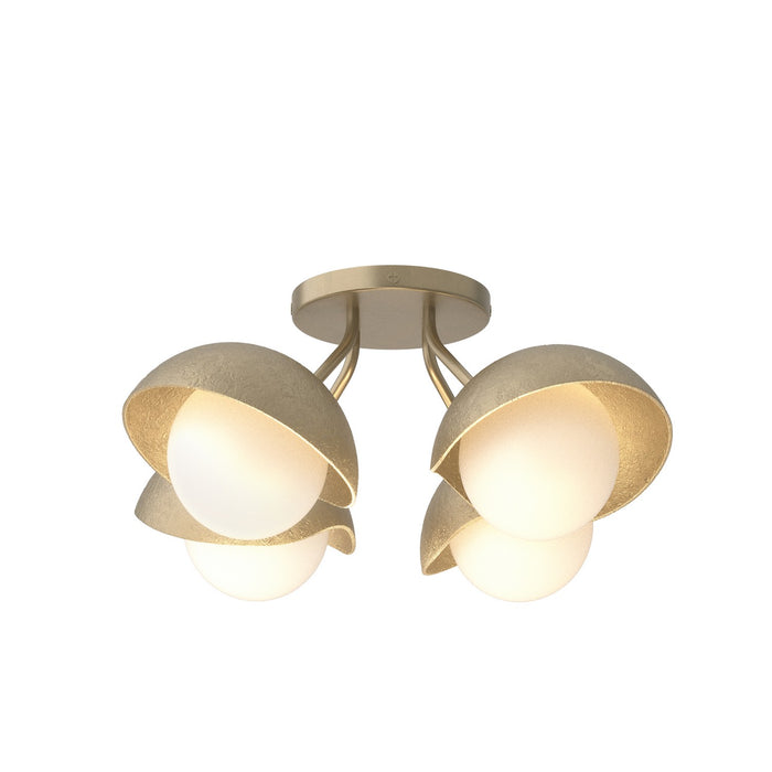 Brooklyn 4-Light Single Shade Semi-Flush in Soft Gold with Soft Gold Accent - 121375-SKT-84-84-GG0711 by Hubbardton Forge