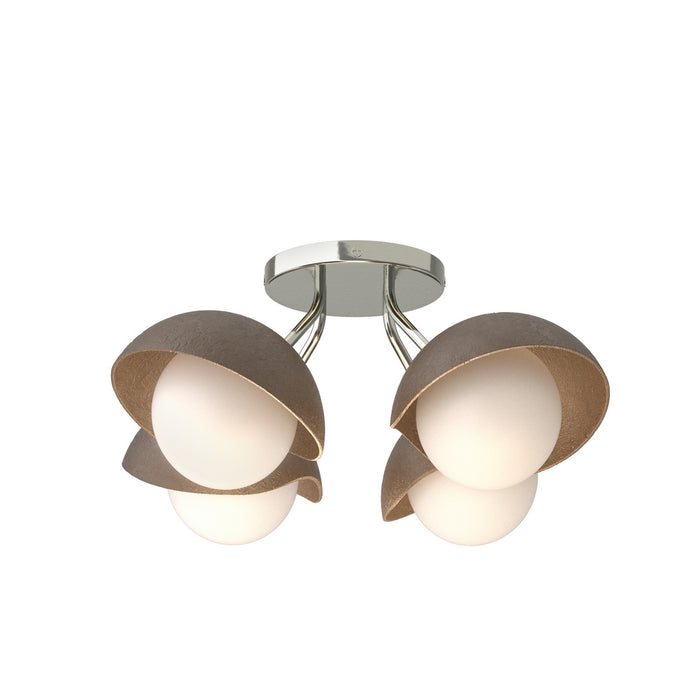 Brooklyn 4-Light Single Shade Semi-Flush in Sterling with Bronze Accent - 121375-SKT-85-05-GG0711 by Hubbardton Forge