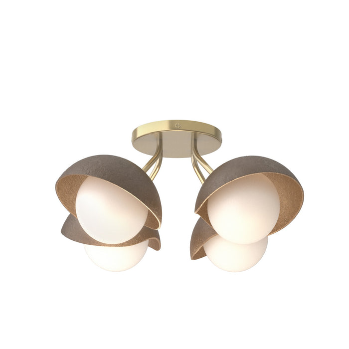 Brooklyn 4-Light Single Shade Semi-Flush in Modern Brass with Bronze Accent - 121375-SKT-86-05-GG0711 by Hubbardton Forge