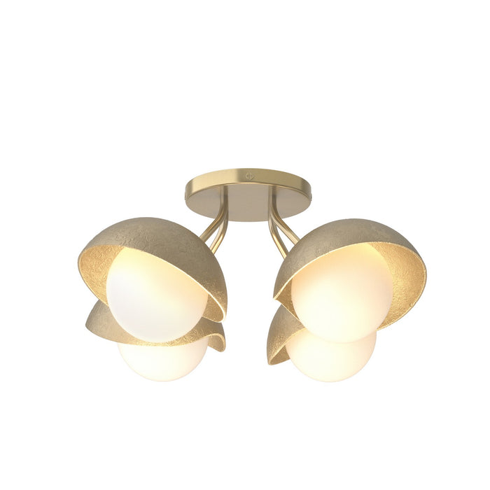 Brooklyn 4-Light Single Shade Semi-Flush in Modern Brass with Soft Gold Accent - 121375-SKT-86-84-GG0711 by Hubbardton Forge