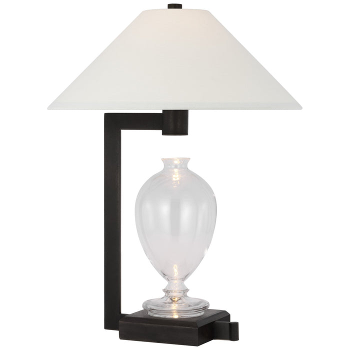 Phial LED Table Lamp in Clear Glass & Warm Iron & Dark Walnut