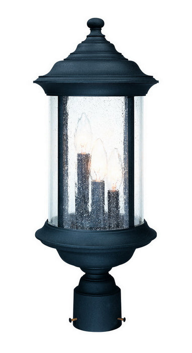 918-50- Walnut Grove Outdoor 3-Light Post Mount in Black with Seedy Glass by Dolan Designs