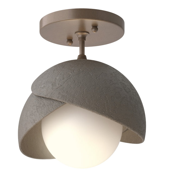 Brooklyn 1-Light Double Shade Semi-Flush in Bronze with Dark Smoke Accent - 121377-SKT-05-07-GG0711 by Hubbardton Forge