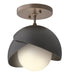 Brooklyn 1-Light Double Shade Semi-Flush in Bronze with Black Accent - 121377-SKT-05-10-GG0711 by Hubbardton Forge