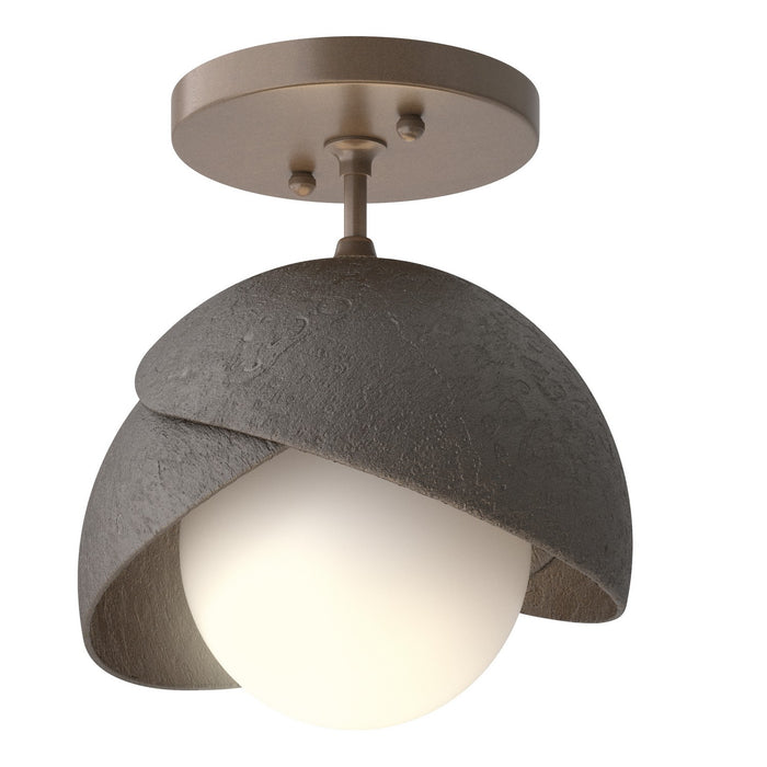 Brooklyn 1-Light Double Shade Semi-Flush in Bronze with Oil Rubbed Bronze Accent - 121377-SKT-05-14-GG0711 by Hubbardton Forge