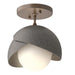 Brooklyn 1-Light Double Shade Semi-Flush in Bronze with Natural Iron Accent - 121377-SKT-05-20-GG0711 by Hubbardton Forge