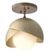 Brooklyn 1-Light Double Shade Semi-Flush in Bronze with Soft Gold Accent - 121377-SKT-05-84-GG0711 by Hubbardton Forge