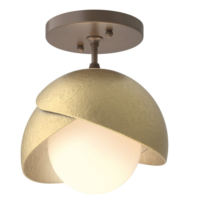 Brooklyn 1-Light Double Shade Semi-Flush in Bronze with Modern Brass Accent - 121377-SKT-05-86-GG0711 by Hubbardton Forge