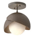 Brooklyn 1-Light Double Shade Semi-Flush in Dark Smoke with Bronze Accent - 121377-SKT-07-05-GG0711 by Hubbardton Forge