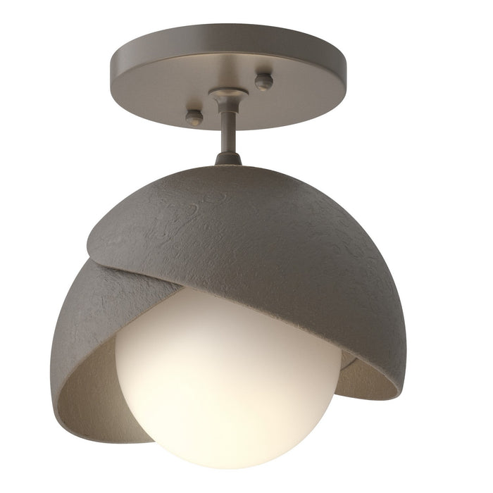 Brooklyn 1-Light Double Shade Semi-Flush in Dark Smoke with Dark Smoke Accent - 121377-SKT-07-07-GG0711 by Hubbardton Forge