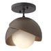 Brooklyn 1-Light Double Shade Semi-Flush in Black with Bronze Accent - 121377-SKT-10-05-GG0711 by Hubbardton Forge