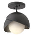 Brooklyn 1-Light Double Shade Semi-Flush in Black with Black Accent - 121377-SKT-10-10-GG0711 by Hubbardton Forge