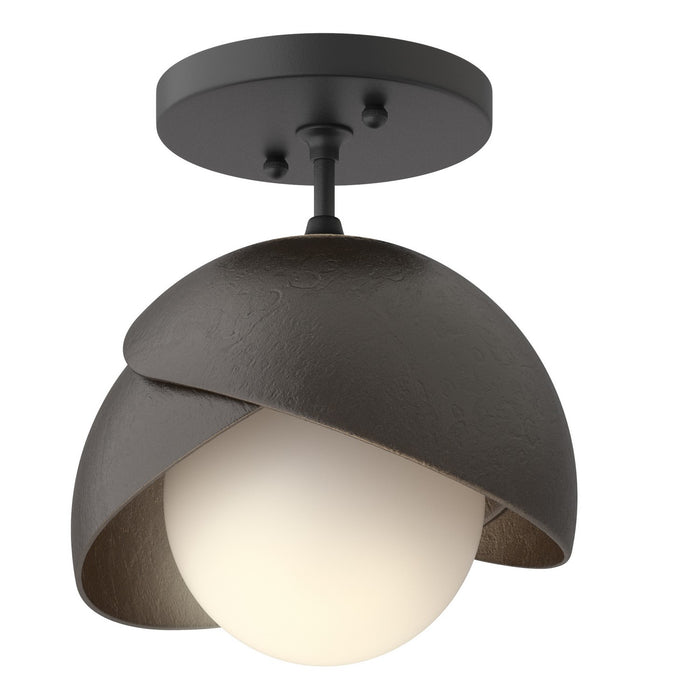 Brooklyn 1-Light Double Shade Semi-Flush in Black with Oil Rubbed Bronze Accent - 121377-SKT-10-14-GG0711 by Hubbardton Forge