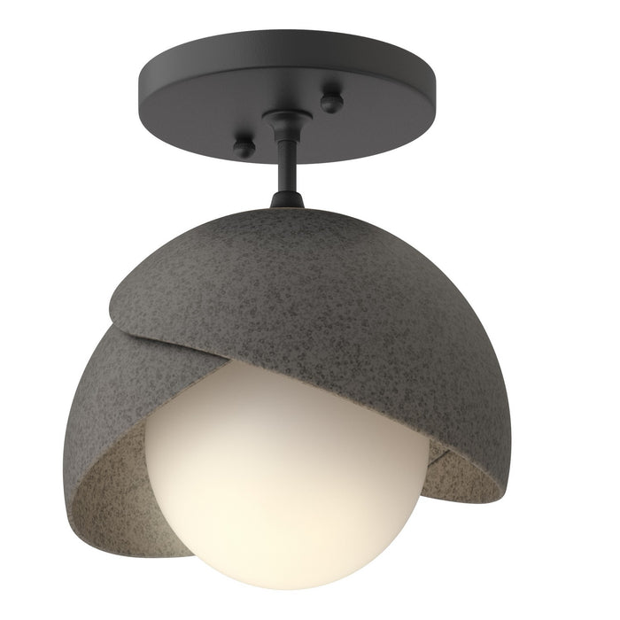 Brooklyn 1-Light Double Shade Semi-Flush in Black with Natural Iron Accent - 121377-SKT-10-20-GG0711 by Hubbardton Forge