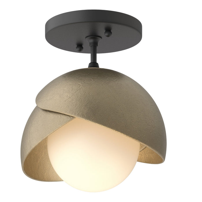 Brooklyn 1-Light Double Shade Semi-Flush in Black with Soft Gold Accent - 121377-SKT-10-84-GG0711 by Hubbardton Forge