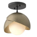 Brooklyn 1-Light Double Shade Semi-Flush in Black with Soft Gold Accent - 121377-SKT-10-84-GG0711 by Hubbardton Forge