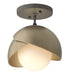 Brooklyn 1-Light Double Shade Semi-Flush in Natural Iron with Soft Gold Accent - 121377-SKT-20-84-GG0711 by Hubbardton Forge