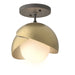 Brooklyn 1-Light Double Shade Semi-Flush in Natural Iron with Modern Brass Accent - 121377-SKT-20-86-GG0711 by Hubbardton Forge