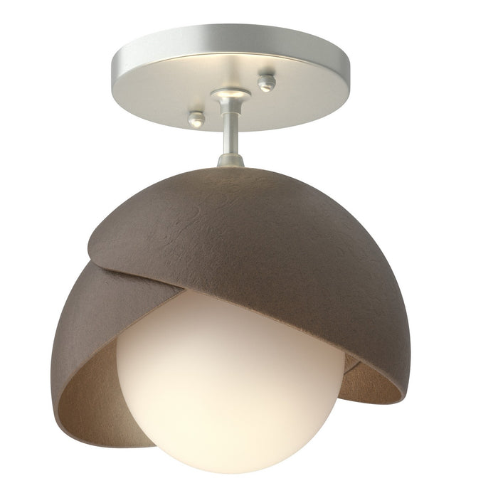 Brooklyn 1-Light Double Shade Semi-Flush in Vintage Platinum with Bronze Accent - 121377-SKT-82-05-GG0711 by Hubbardton Forge