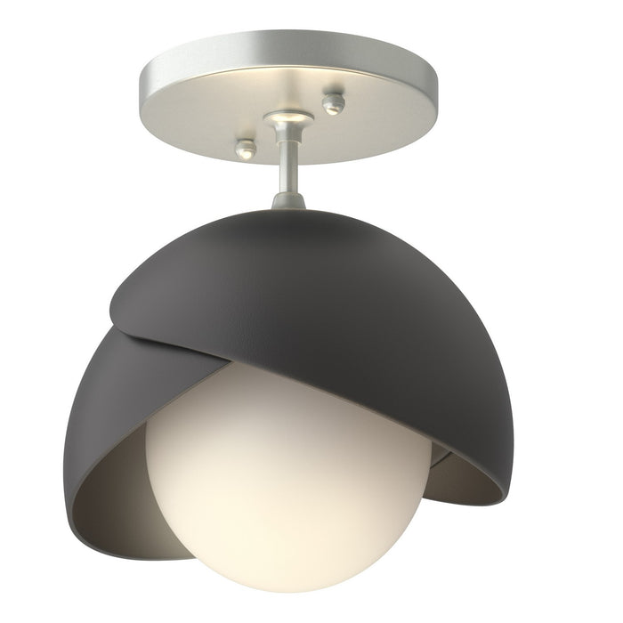 Brooklyn 1-Light Double Shade Semi-Flush in Vintage Platinum with Black Accent - 121377-SKT-82-10-GG0711 by Hubbardton Forge