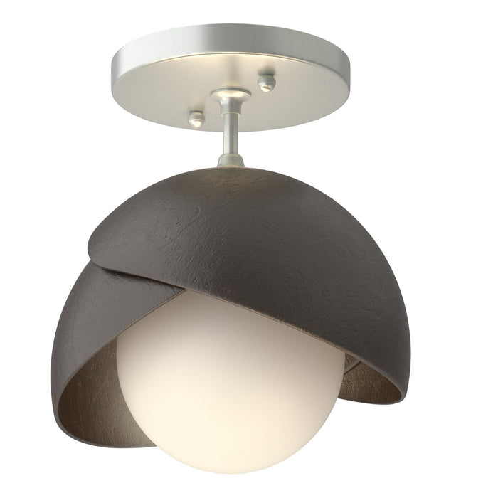 Brooklyn 1-Light Double Shade Semi-Flush in Vintage Platinum with Oil Rubbed Bronze Accent - 121377-SKT-82-14-GG0711 by Hubbardton Forge