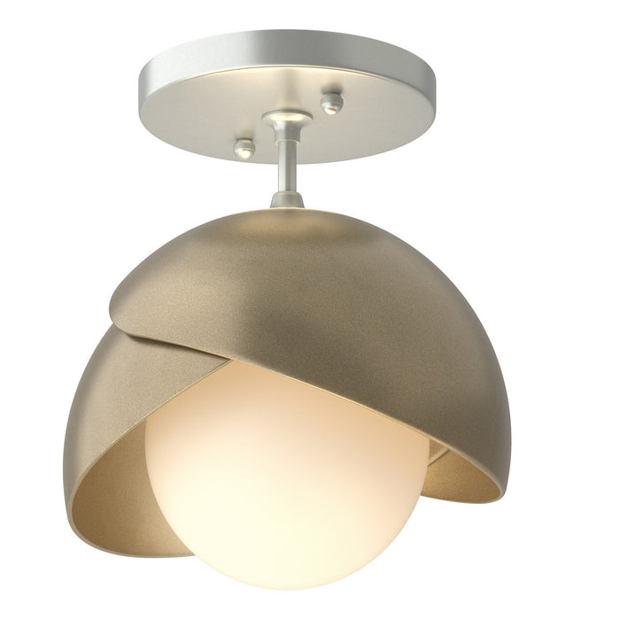 Brooklyn 1-Light Double Shade Semi-Flush in Vintage Platinum with Soft Gold Accent - 121377-SKT-82-84-GG0711 by Hubbardton Forge