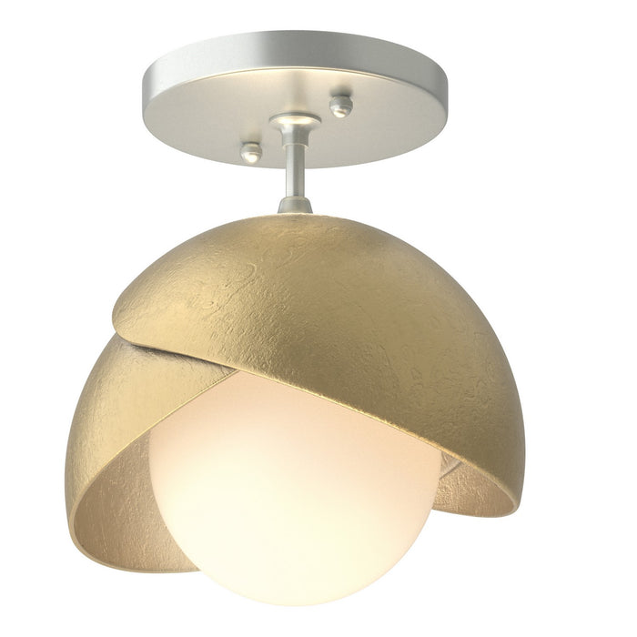 Brooklyn 1-Light Double Shade Semi-Flush in Vintage Platinum with Modern Brass Accent - 121377-SKT-82-86-GG0711 by Hubbardton Forge