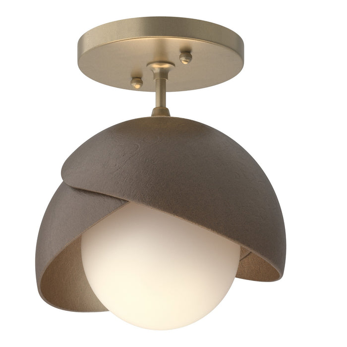 Brooklyn 1-Light Double Shade Semi-Flush in Soft Gold with Bronze Accent - 121377-SKT-84-05-GG0711 by Hubbardton Forge