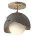 Brooklyn 1-Light Double Shade Semi-Flush in Soft Gold with Dark Smoke Accent - 121377-SKT-84-07-GG0711 by Hubbardton Forge