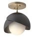 Brooklyn 1-Light Double Shade Semi-Flush in Soft Gold with Black Accent - 121377-SKT-84-10-GG0711 by Hubbardton Forge