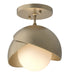 Brooklyn 1-Light Double Shade Semi-Flush in Soft Gold with Soft Gold Accent - 121377-SKT-84-84-GG0711 by Hubbardton Forge