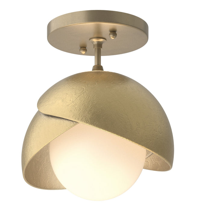 Brooklyn 1-Light Double Shade Semi-Flush in Soft Gold with Modern Brass Accent - 121377-SKT-84-86-GG0711 by Hubbardton Forge