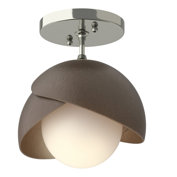 Brooklyn 1-Light Double Shade Semi-Flush in Sterling with Bronze Accent - 121377-SKT-85-05-GG0711 by Hubbardton Forge