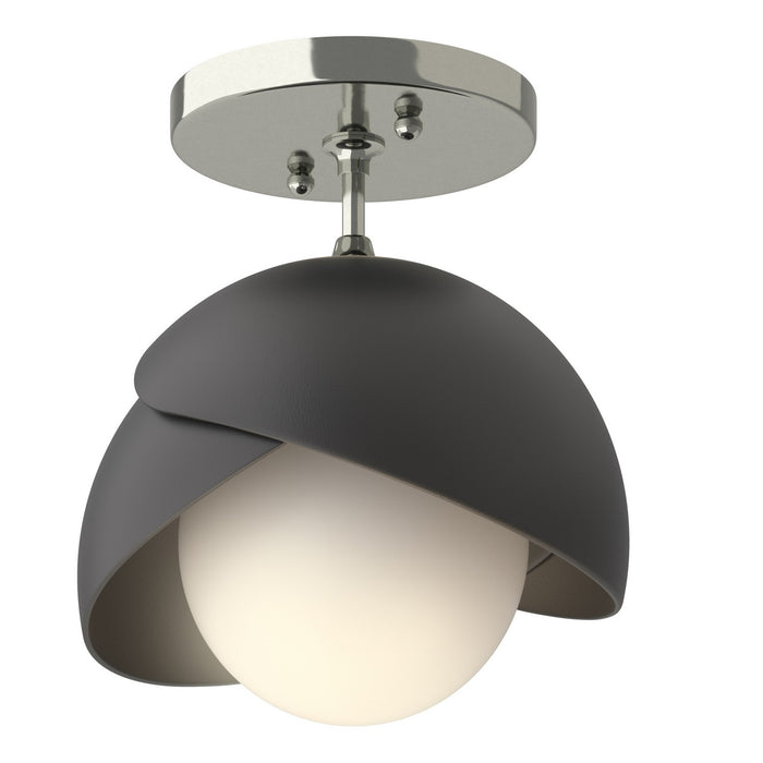 Brooklyn 1-Light Double Shade Semi-Flush in Sterling with Black Accent - 121377-SKT-85-10-GG0711 by Hubbardton Forge