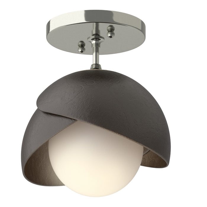 Brooklyn 1-Light Double Shade Semi-Flush in Sterling with Oil Rubbed Bronze Accent - 121377-SKT-85-14-GG0711 by Hubbardton Forge