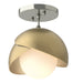 Brooklyn 1-Light Double Shade Semi-Flush in Sterling with Modern Brass Accent - 121377-SKT-85-86-GG0711 by Hubbardton Forge